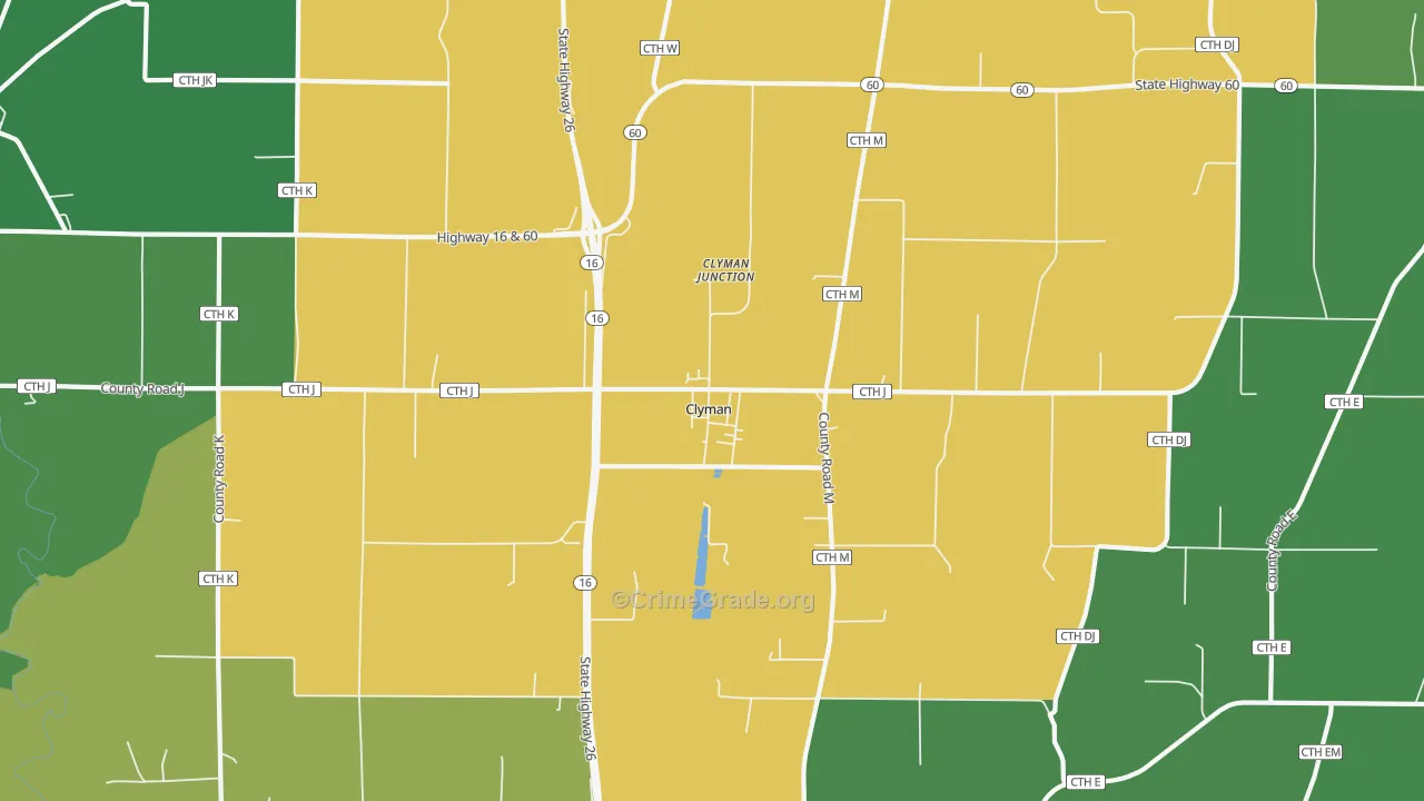 Clyman, WI Map of Assault Rates