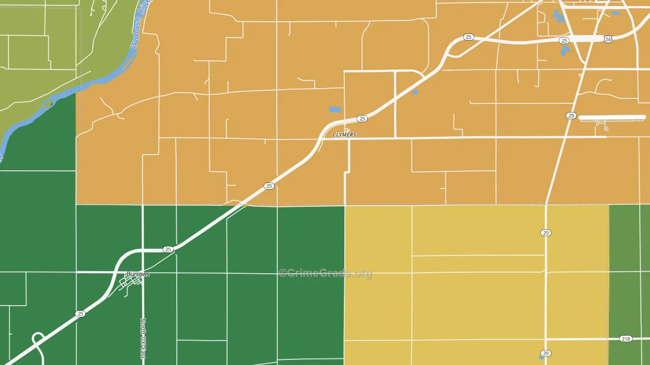 Clymers, IN Map of Assault Rates