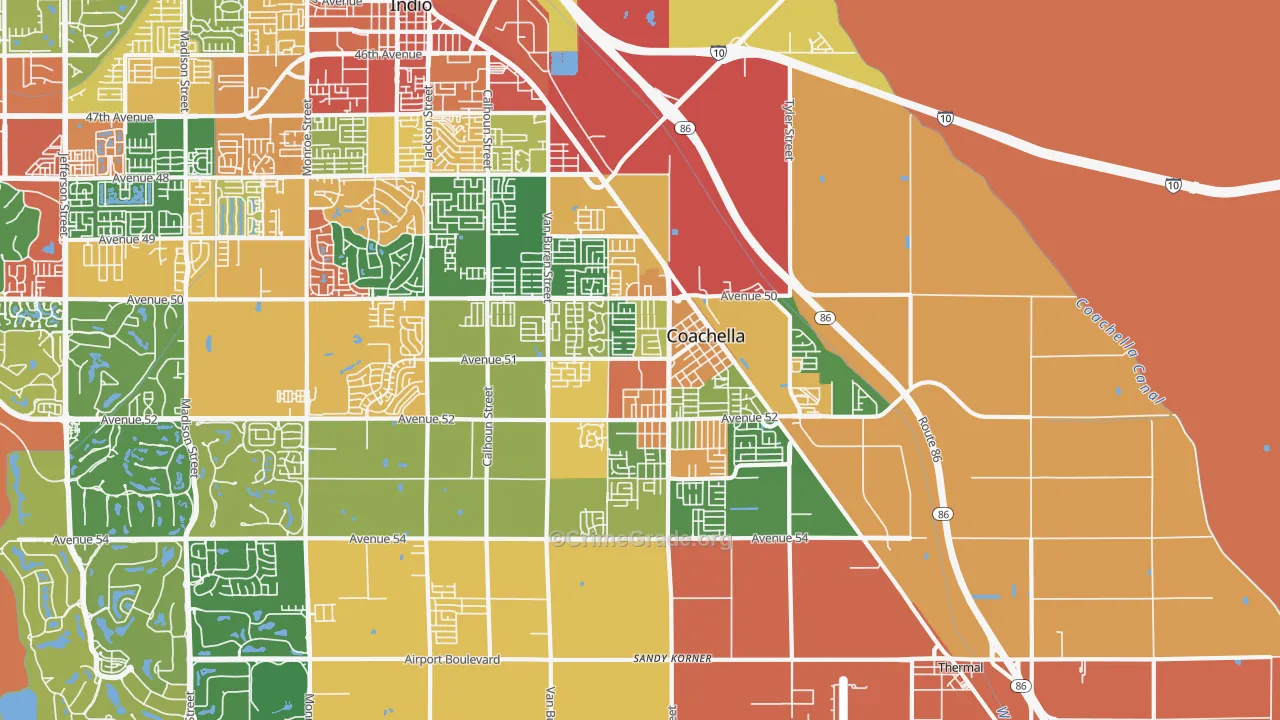 Coachella, CA Map of Assault Rates