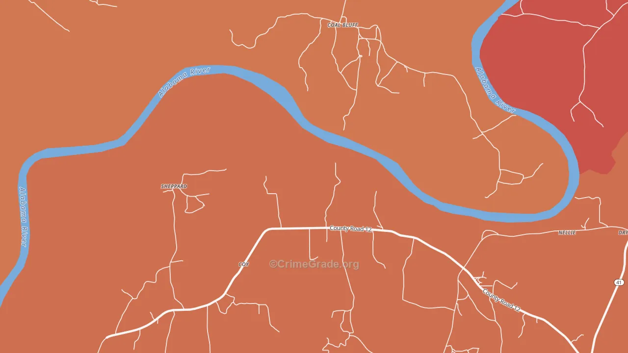 Coal Bluff, AL Map of Assault Rates