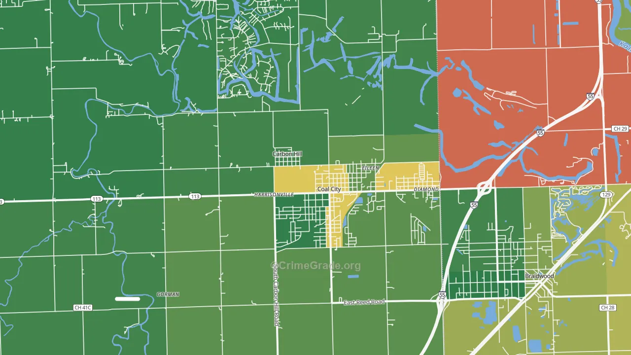 Coal City, IL Map of Assault Rates