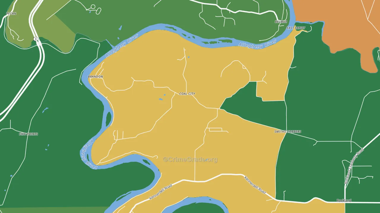 Coal City, PA Map of Assault Rates