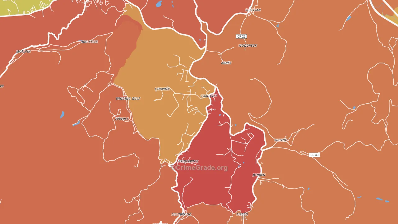 Coal City, WV Map of Assault Rates