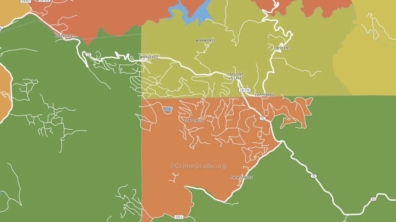 Coal Creek, CO Map of Assault Rates