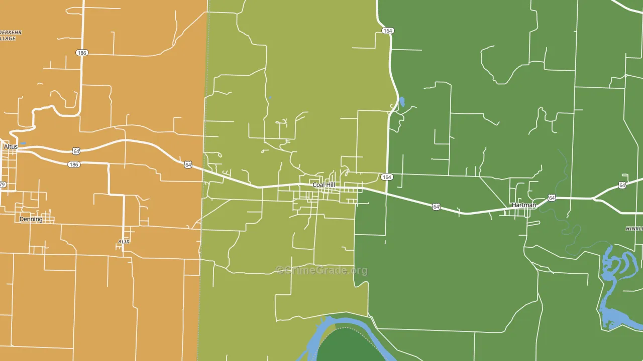 Coal Hill, AR Map of Assault Rates