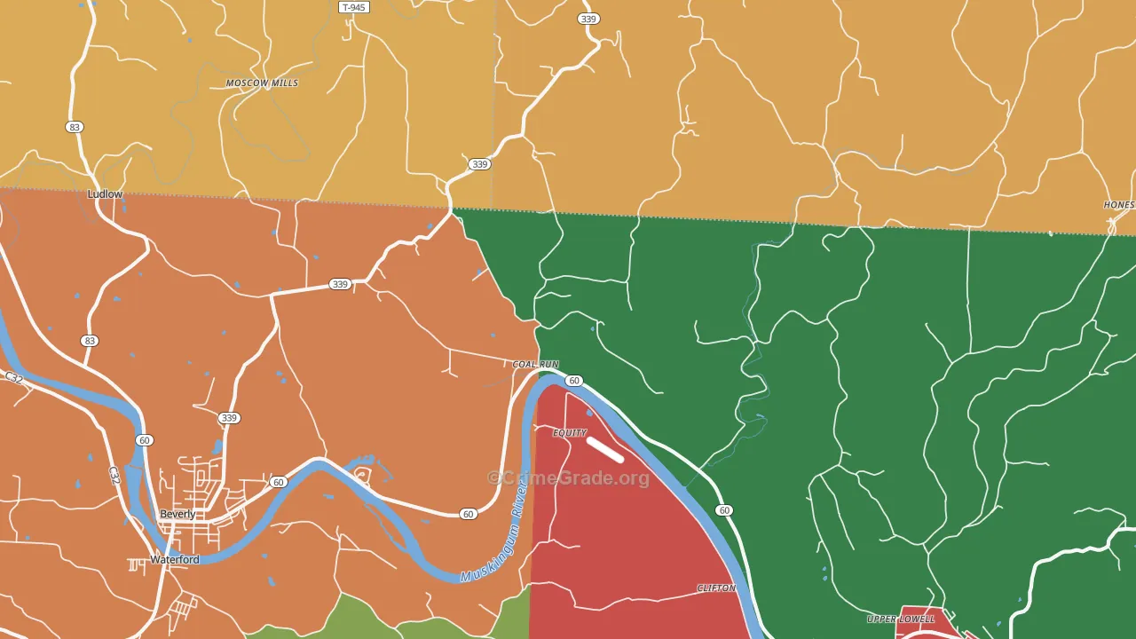 Coal Run, OH Map of Assault Rates
