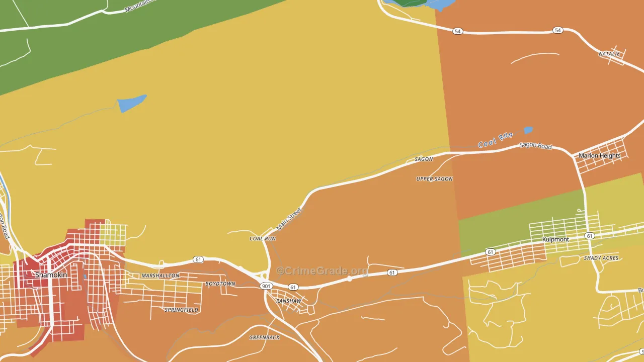 Coal Run, PA Map of Assault Rates