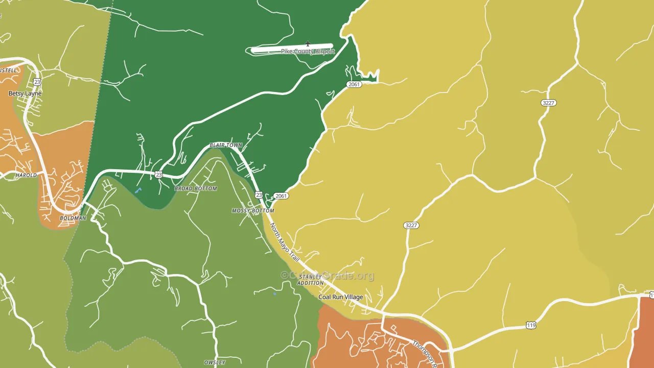 Coal Run Village, KY Map of Assault Rates