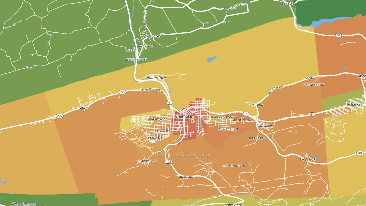 Coal Township, PA Map of Assault Rates