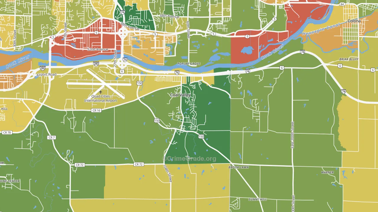 Coal Valley, IL Map of Assault Rates