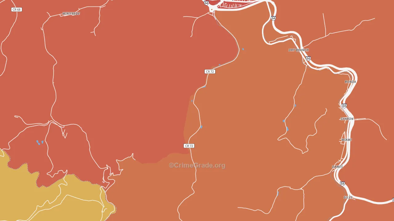 Coalburg, WV Map of Assault Rates