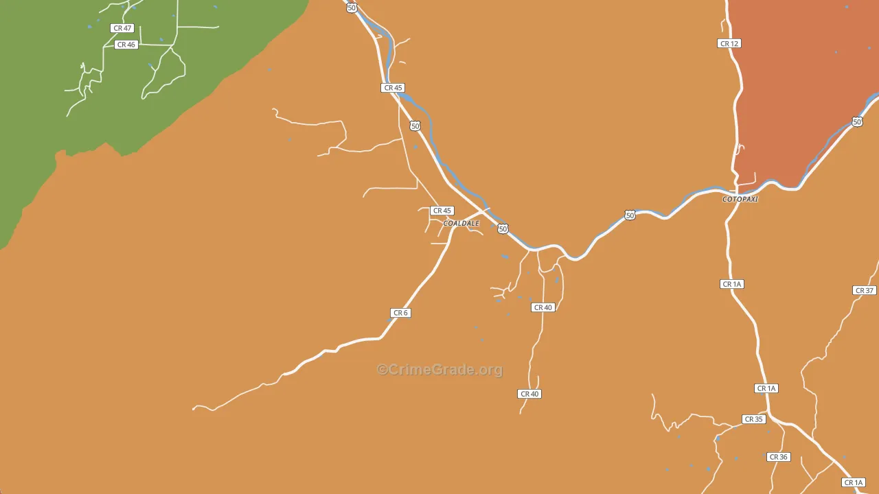 Coaldale, CO Map of Assault Rates