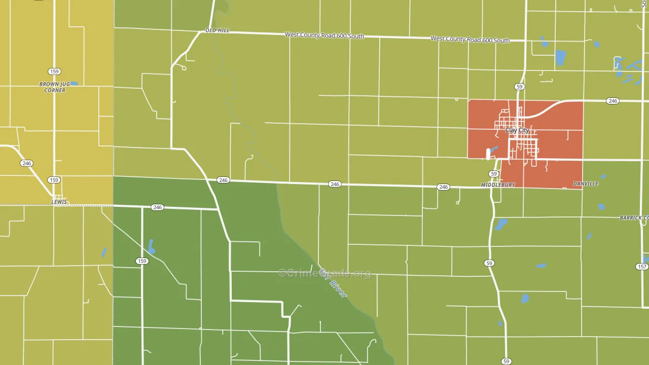 Coalmont, IN Map of Assault Rates