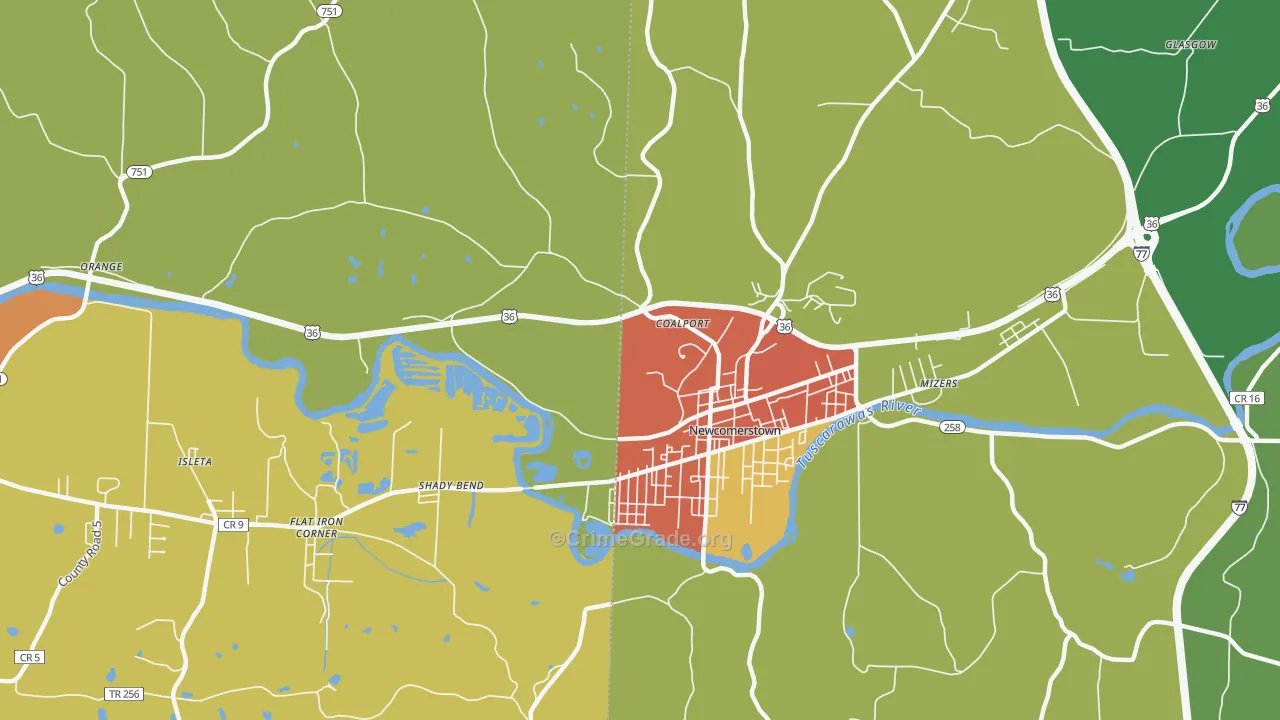 Coalport, OH Map of Assault Rates