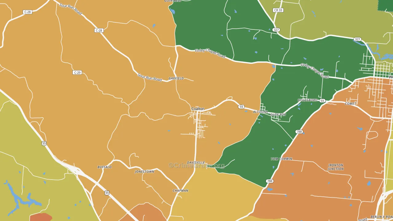 Coalton, OH Map of Assault Rates