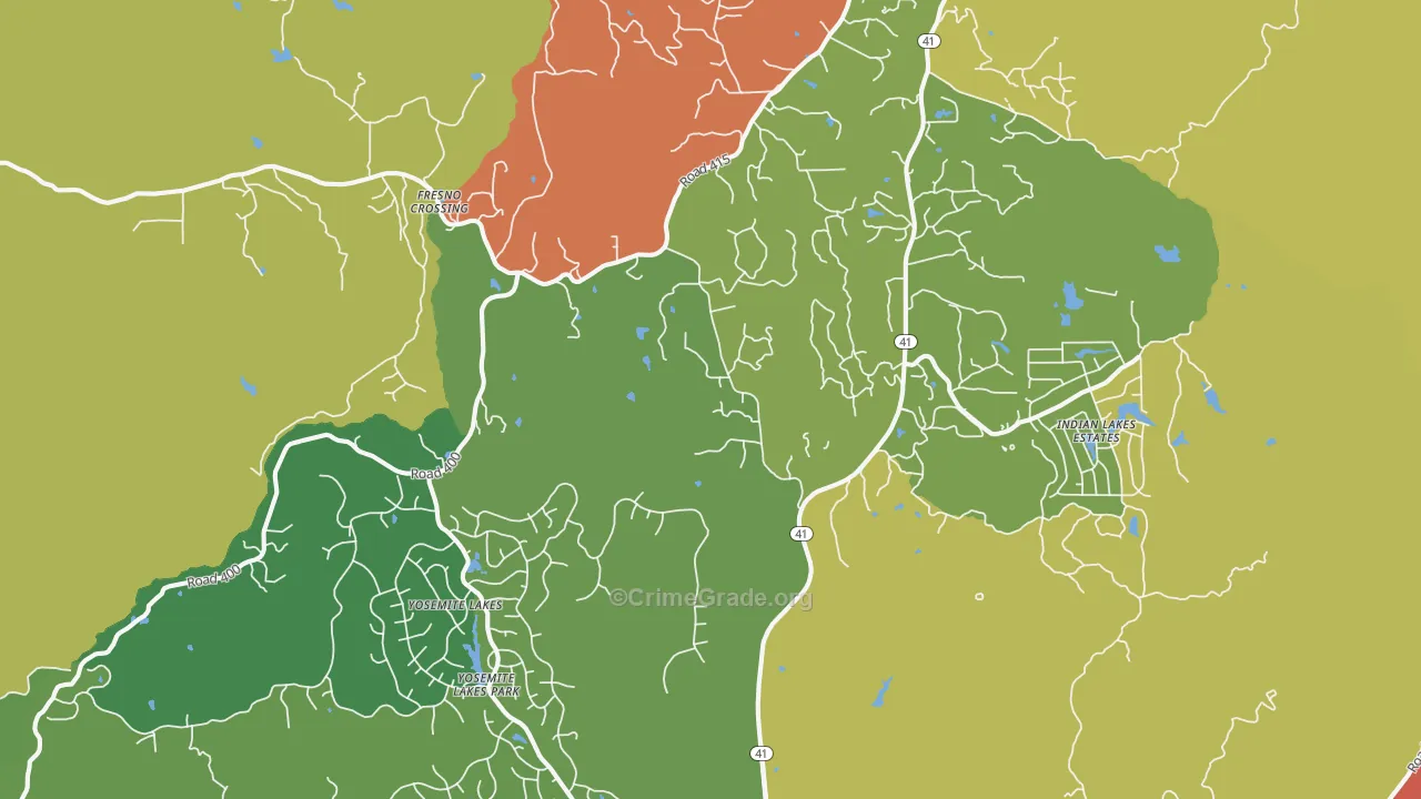 Coarsegold, CA Map of Assault Rates