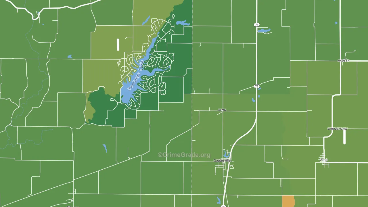 Coatesville, IN Map of Assault Rates