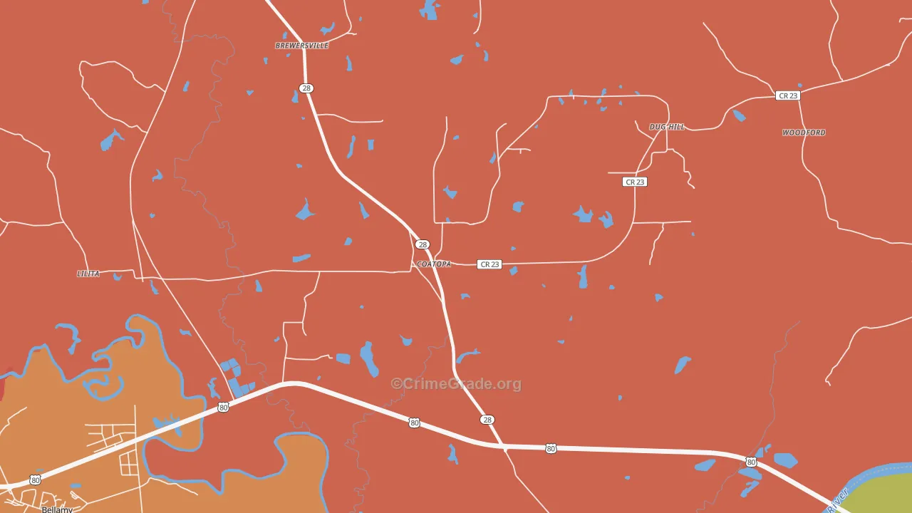 Coatopa, AL Map of Assault Rates