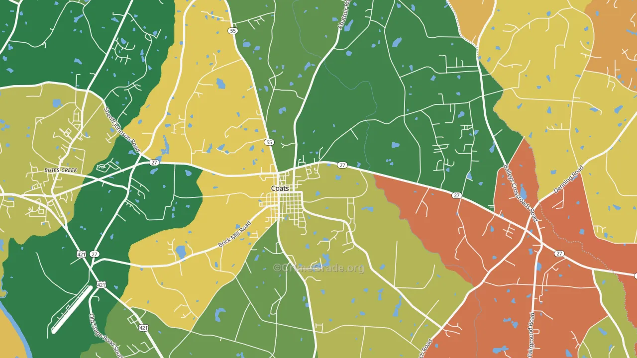 Coats, NC Map of Assault Rates