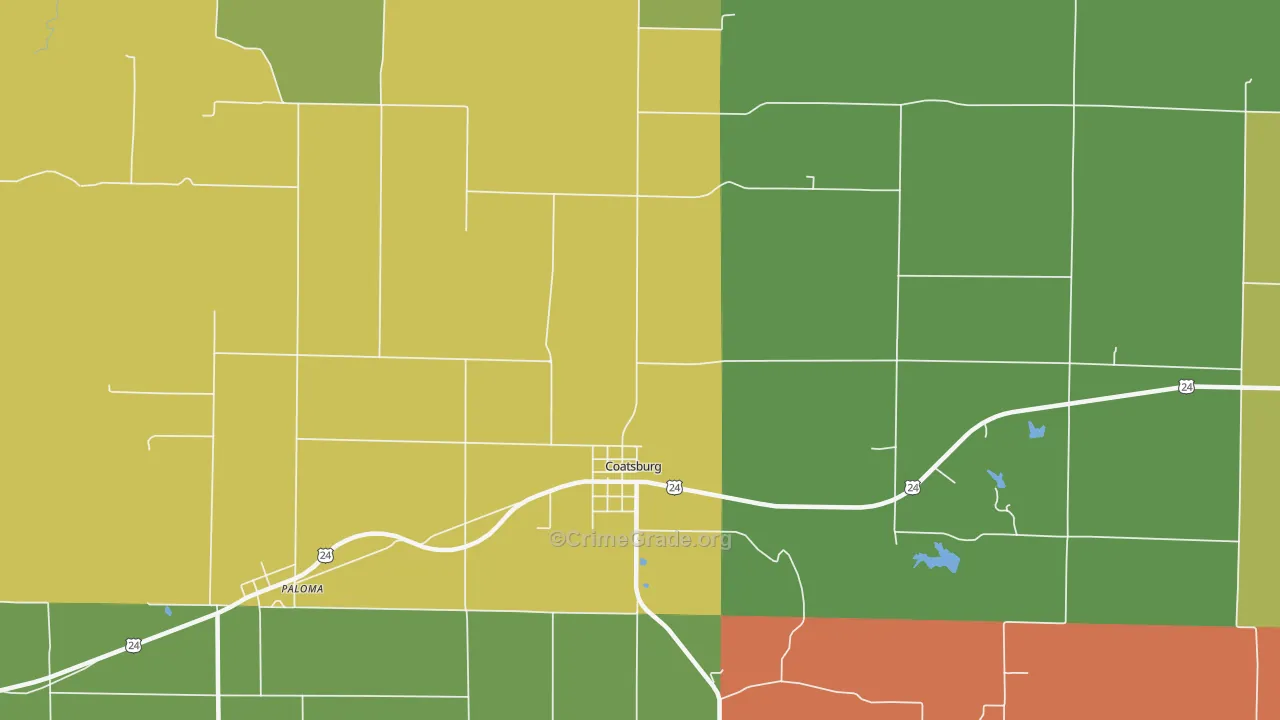 Coatsburg, IL Map of Assault Rates