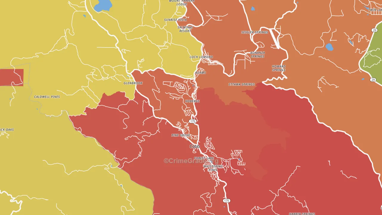 Cobb, CA Map of Assault Rates