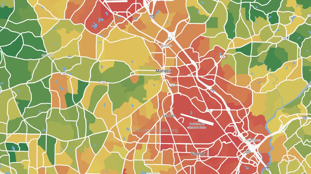 Cobb County, GA Map of Assault Rates