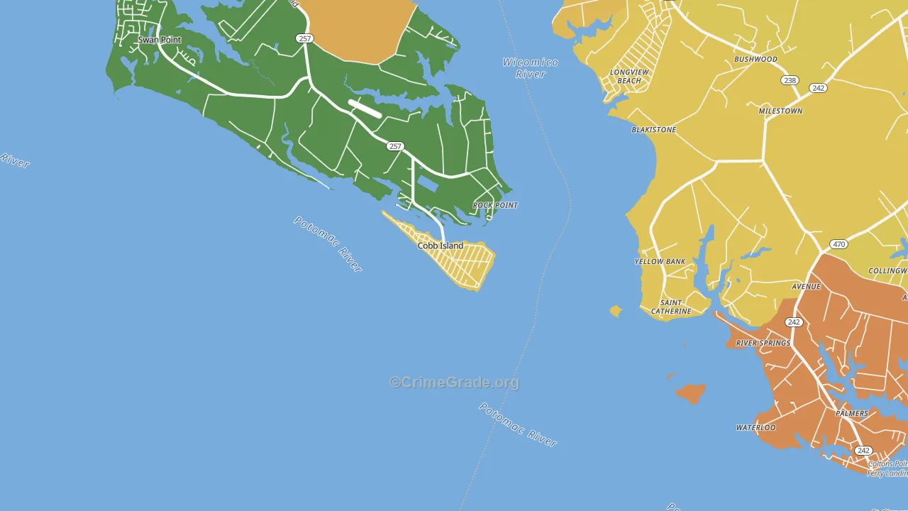 Cobb Island, MD Map of Assault Rates