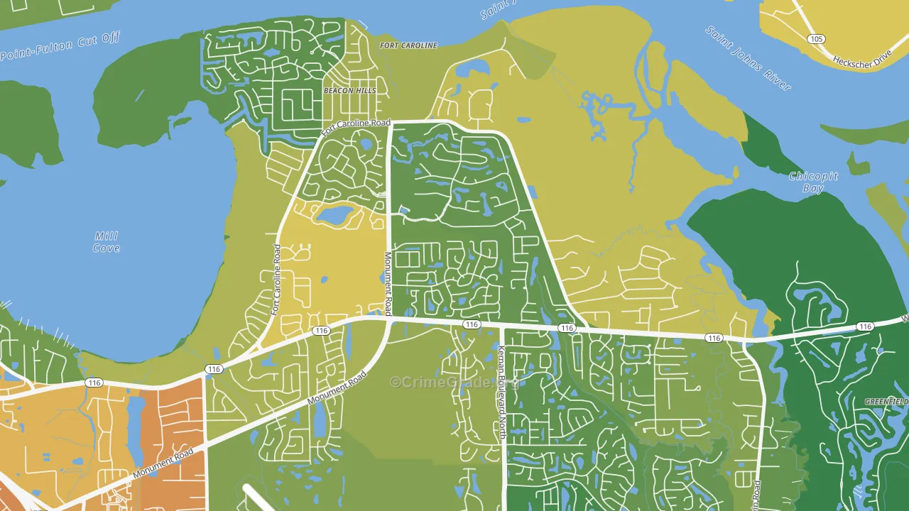 Cobblestone, Jacksonville, FL Map of Assault Rates