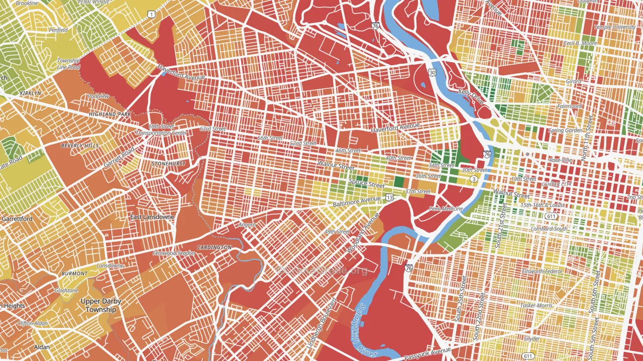 Cobbs Creek, Philadelphia, PA Map of Assault Rates