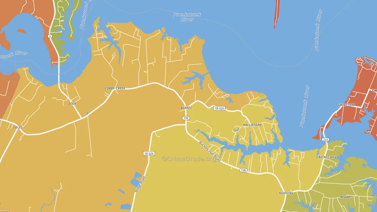 Cobbs Creek, VA Map of Assault Rates