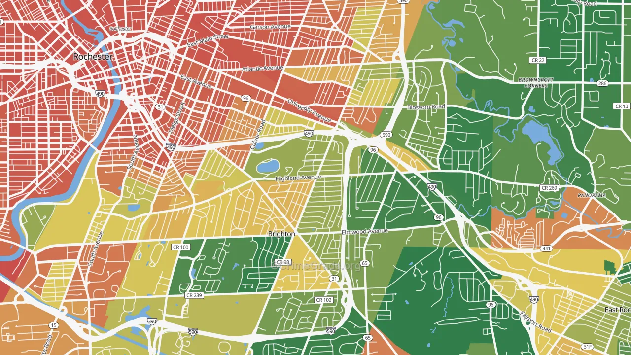Cobbs Hill, Rochester, NY Map of Assault Rates