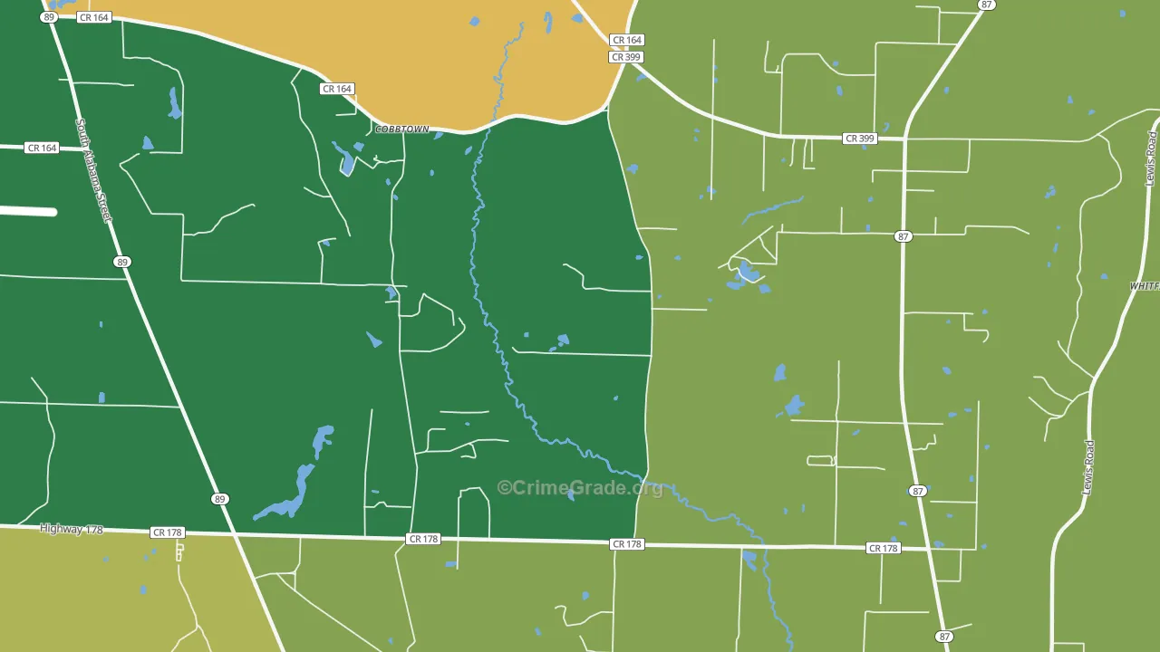 Cobbtown, FL Map of Assault Rates