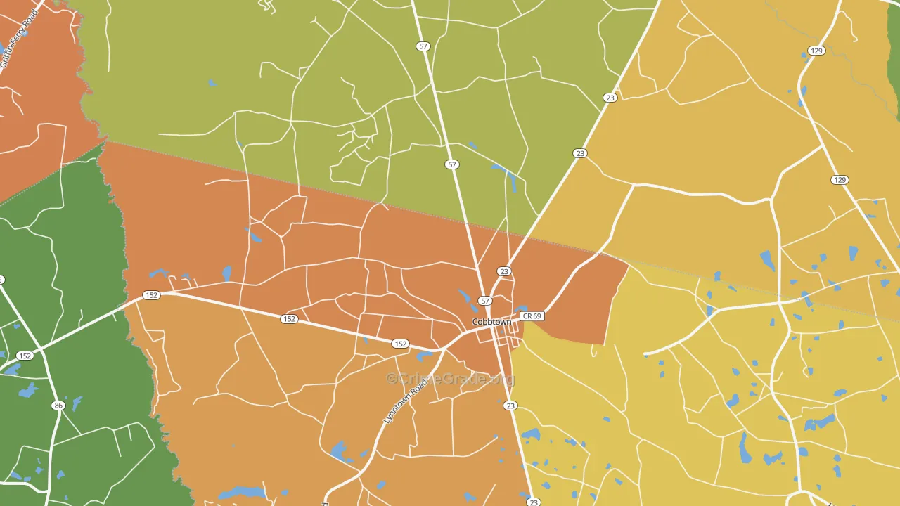 Cobbtown, GA Map of Assault Rates