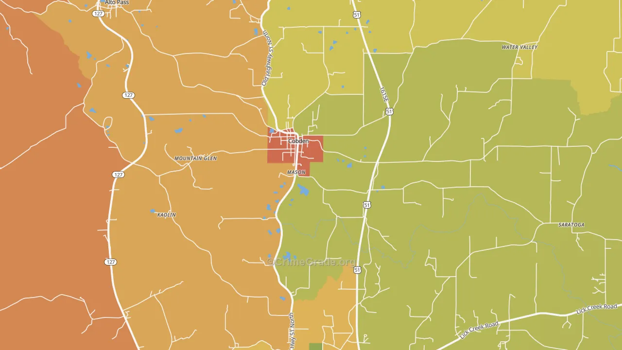 Cobden, IL Map of Assault Rates