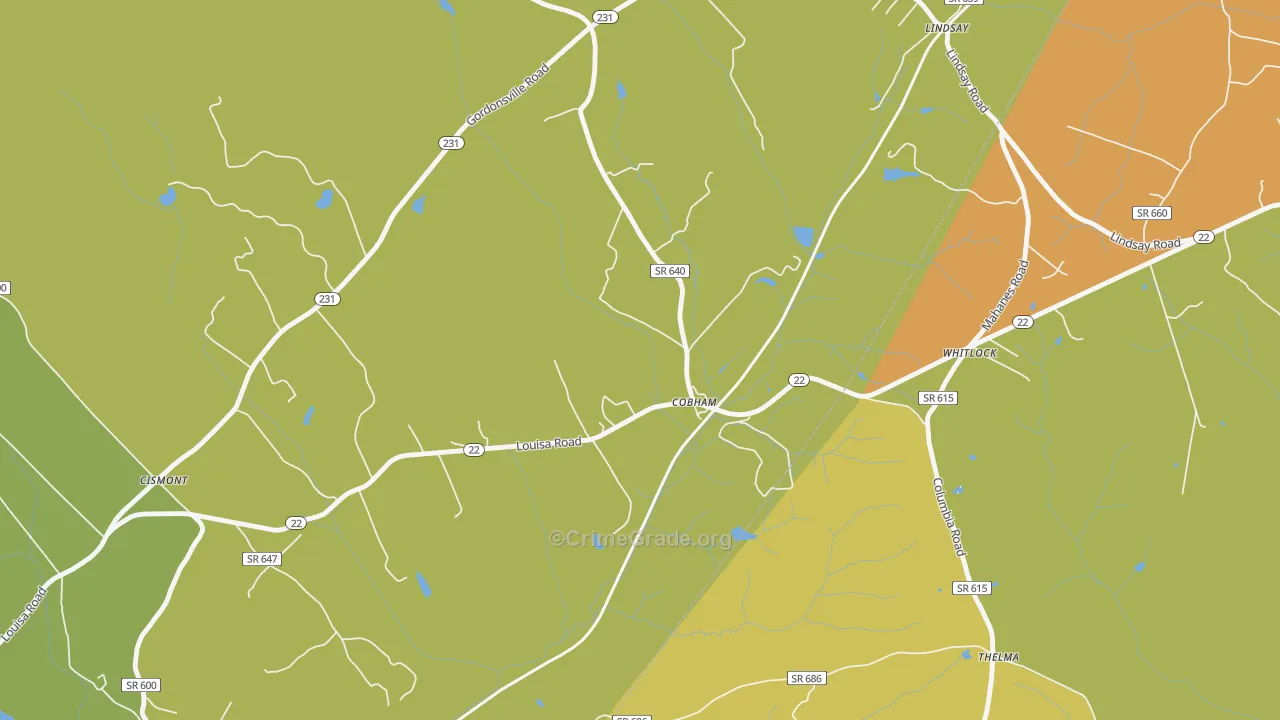 Cobham, VA Map of Assault Rates