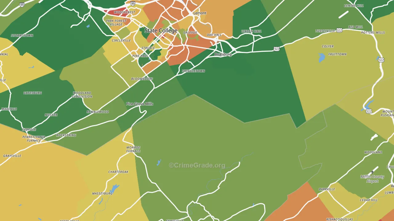 Coburn, PA Map of Assault Rates