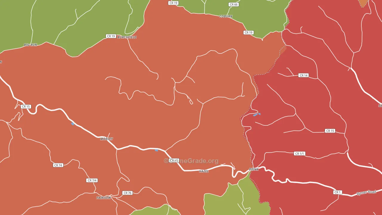 Coburn, WV Map of Assault Rates
