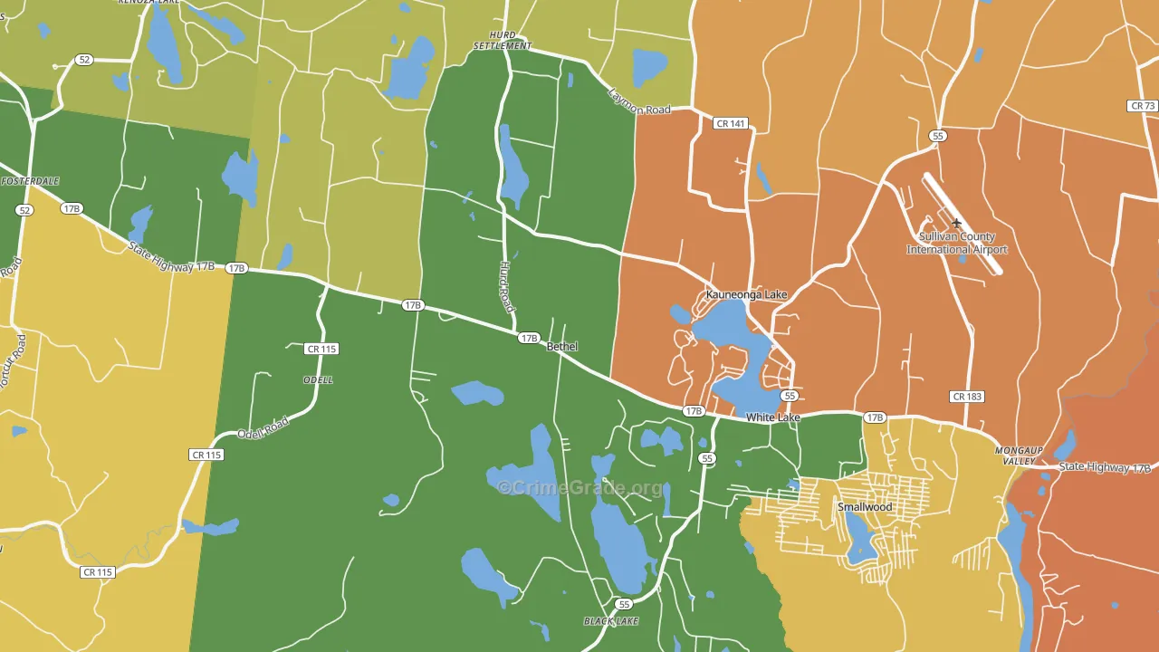 Cochecton Center, NY Map of Assault Rates