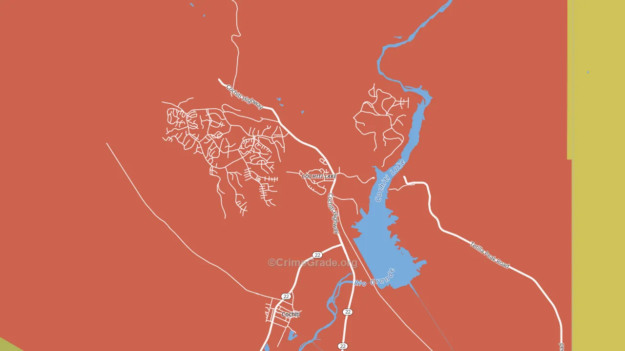 Cochiti Lake, NM Map of Assault Rates
