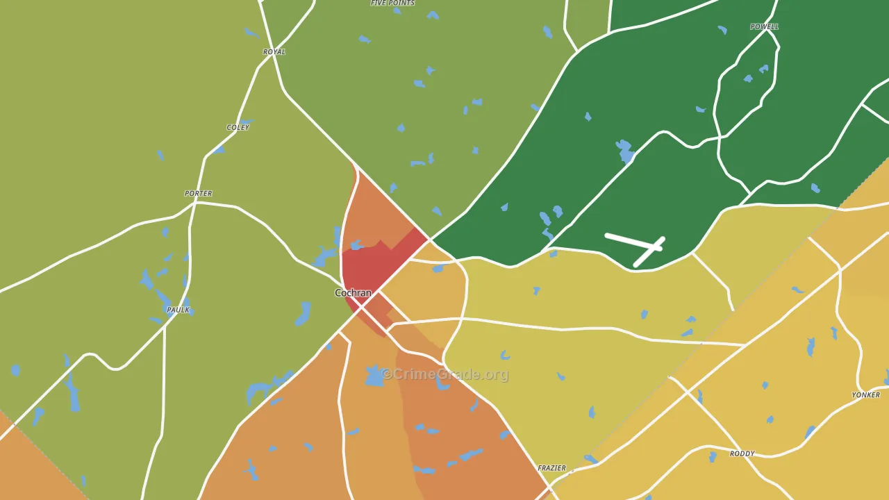 Cochran, GA Map of Assault Rates