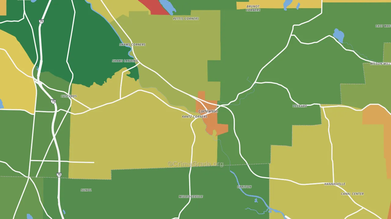 Cochranton, PA Map of Assault Rates