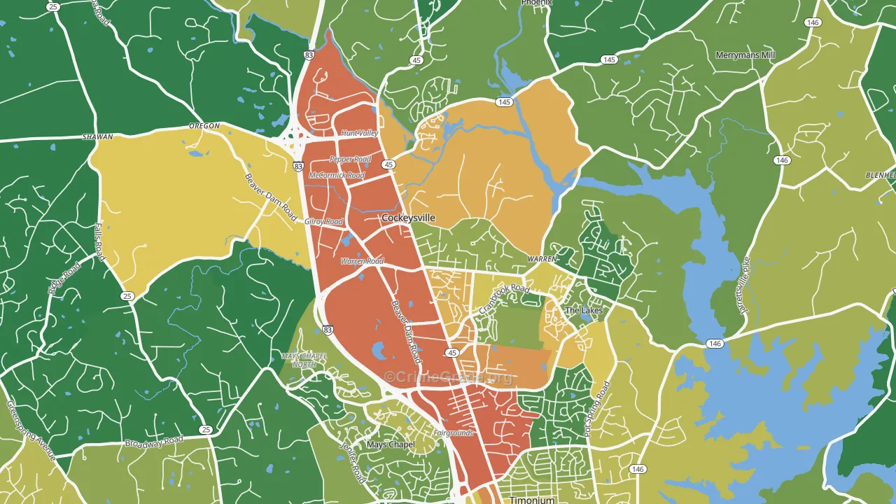 Cockeysville, MD Map of Assault Rates