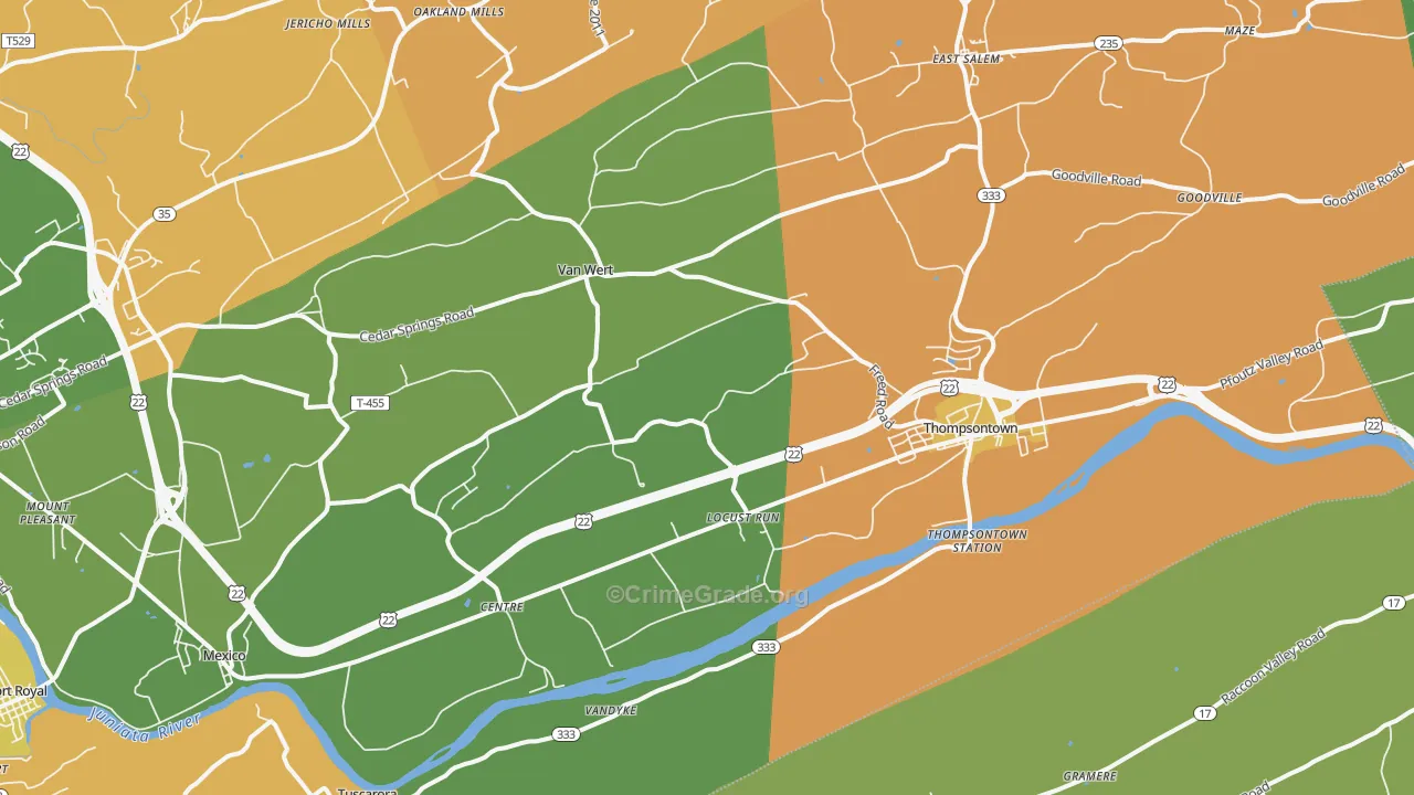 Cocolamus, PA Map of Assault Rates