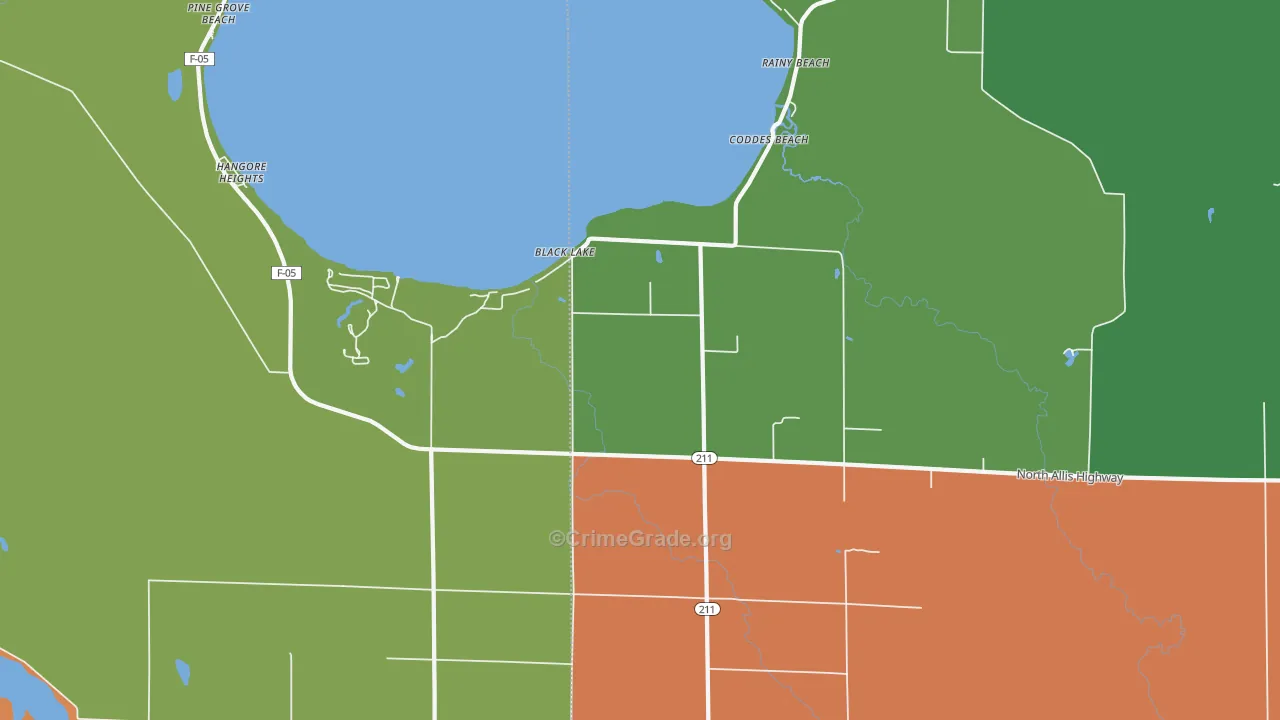 Coddes Beach, MI Map of Assault Rates