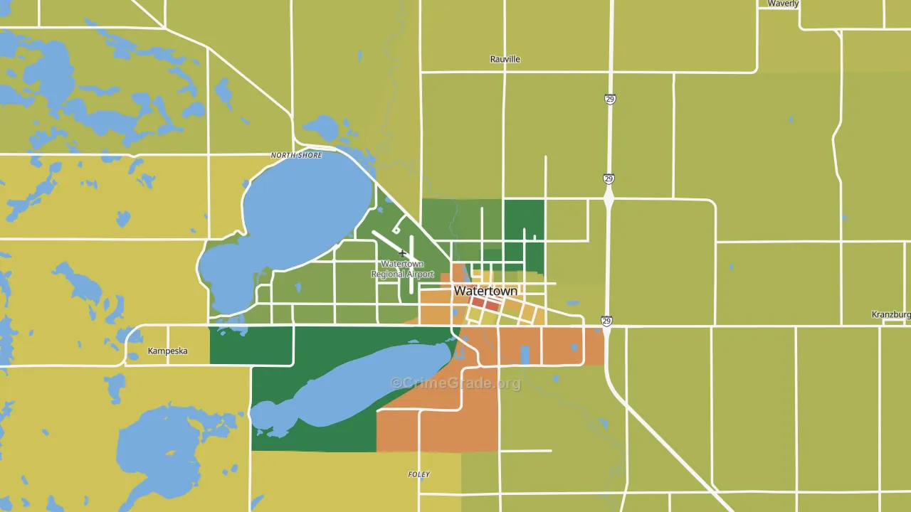 Codington County, SD Map of Assault Rates