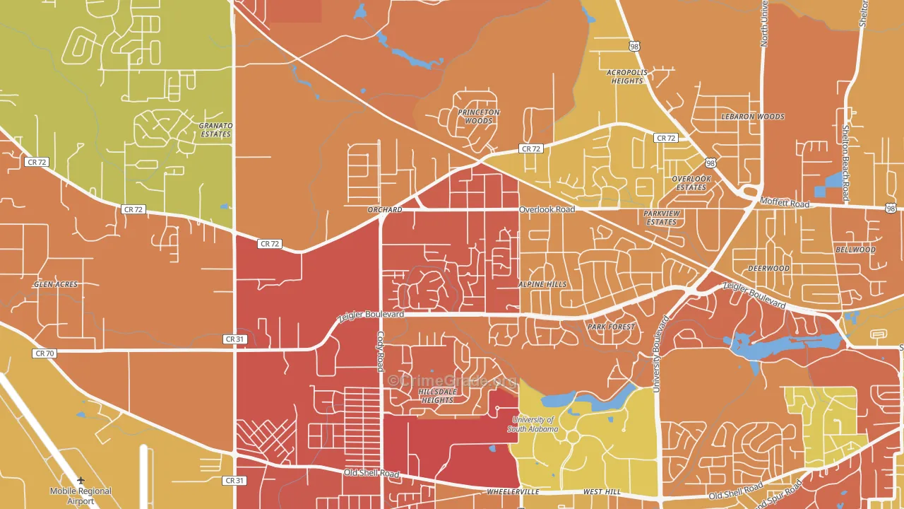 Cody, Mobile, AL Map of Assault Rates