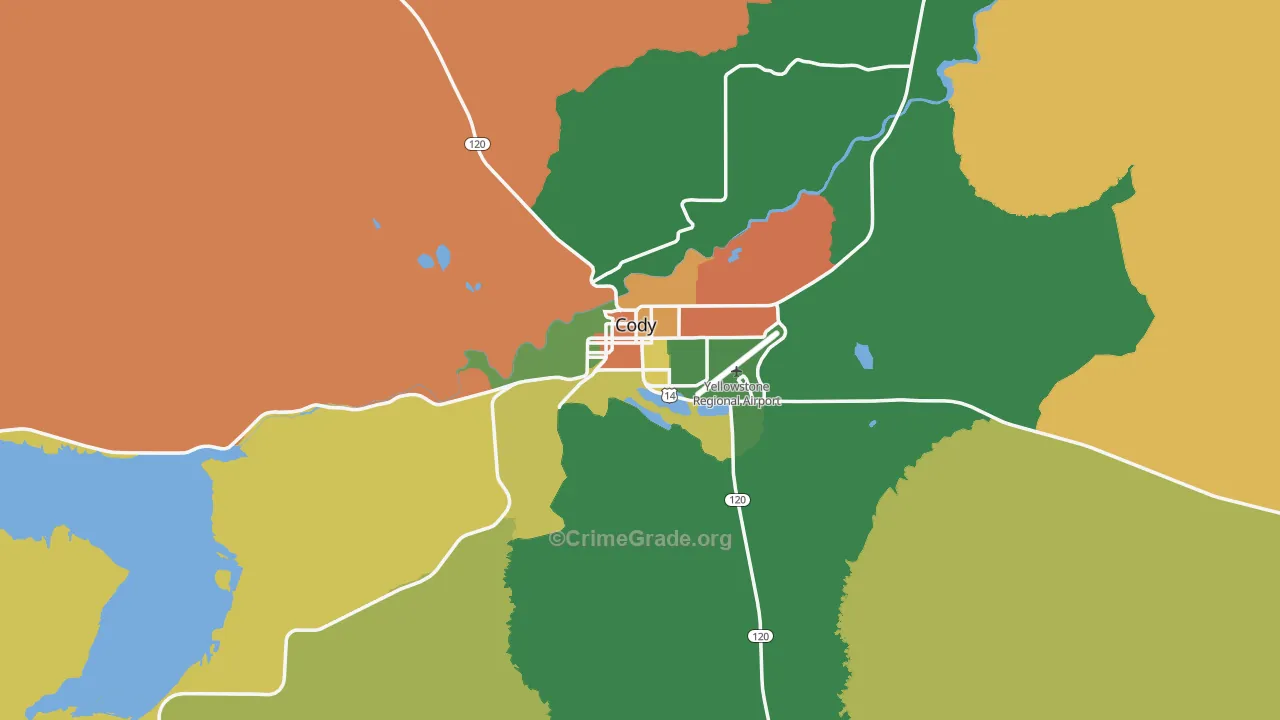 Cody, WY Map of Assault Rates