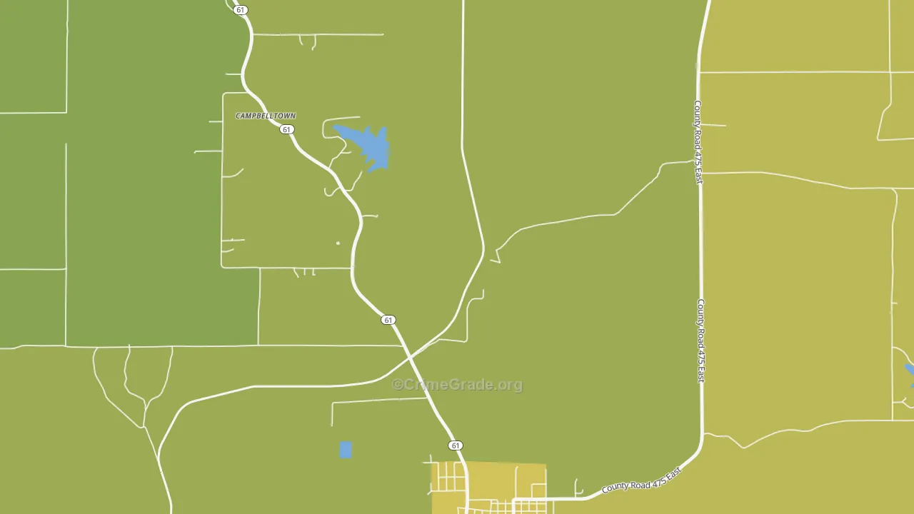 Coe, IN Map of Assault Rates