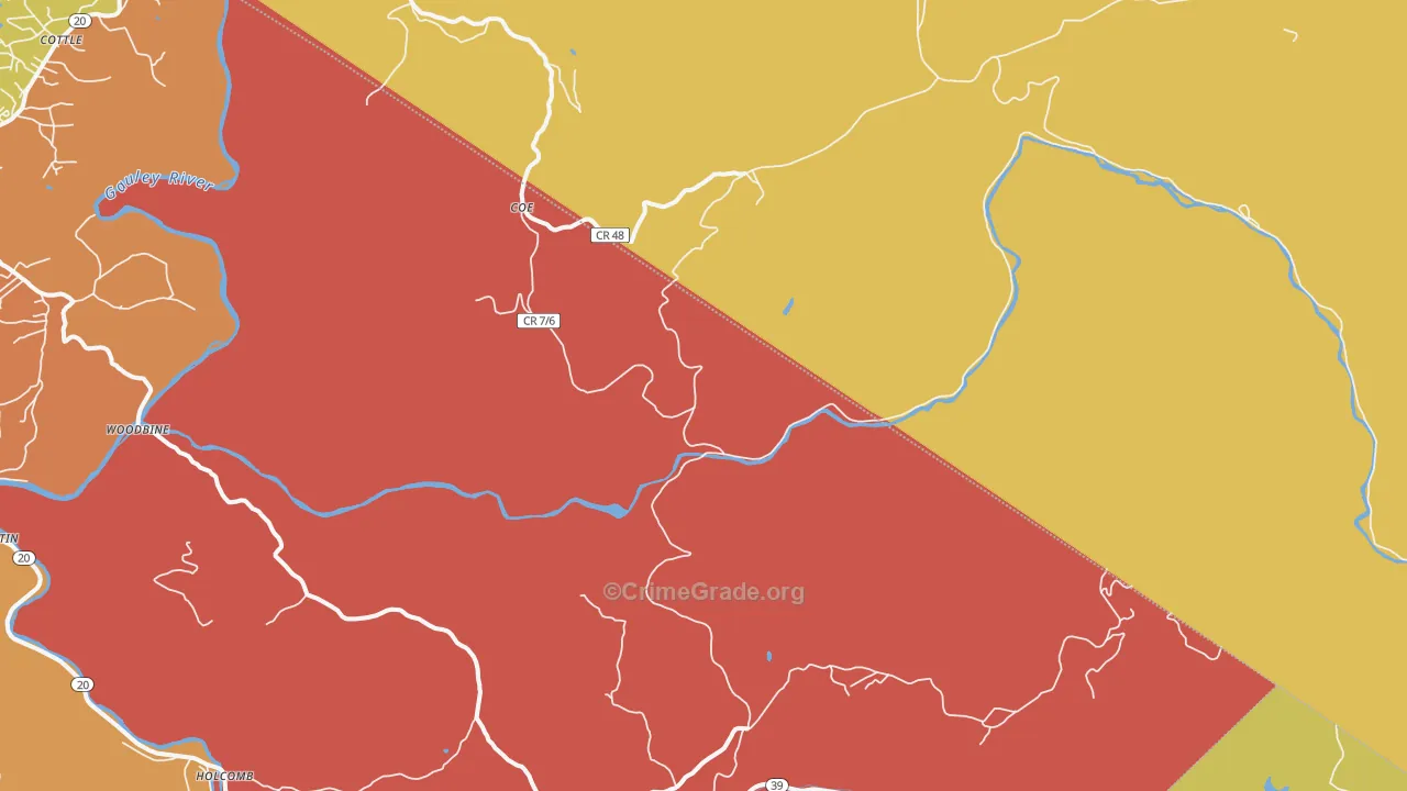 Coe, WV Map of Assault Rates