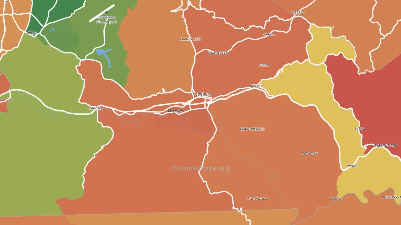 Coeburn, VA Map of Assault Rates